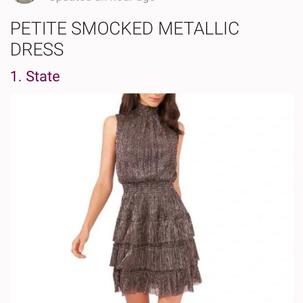 MSK Metallic Smocked Mini Dress - Silver